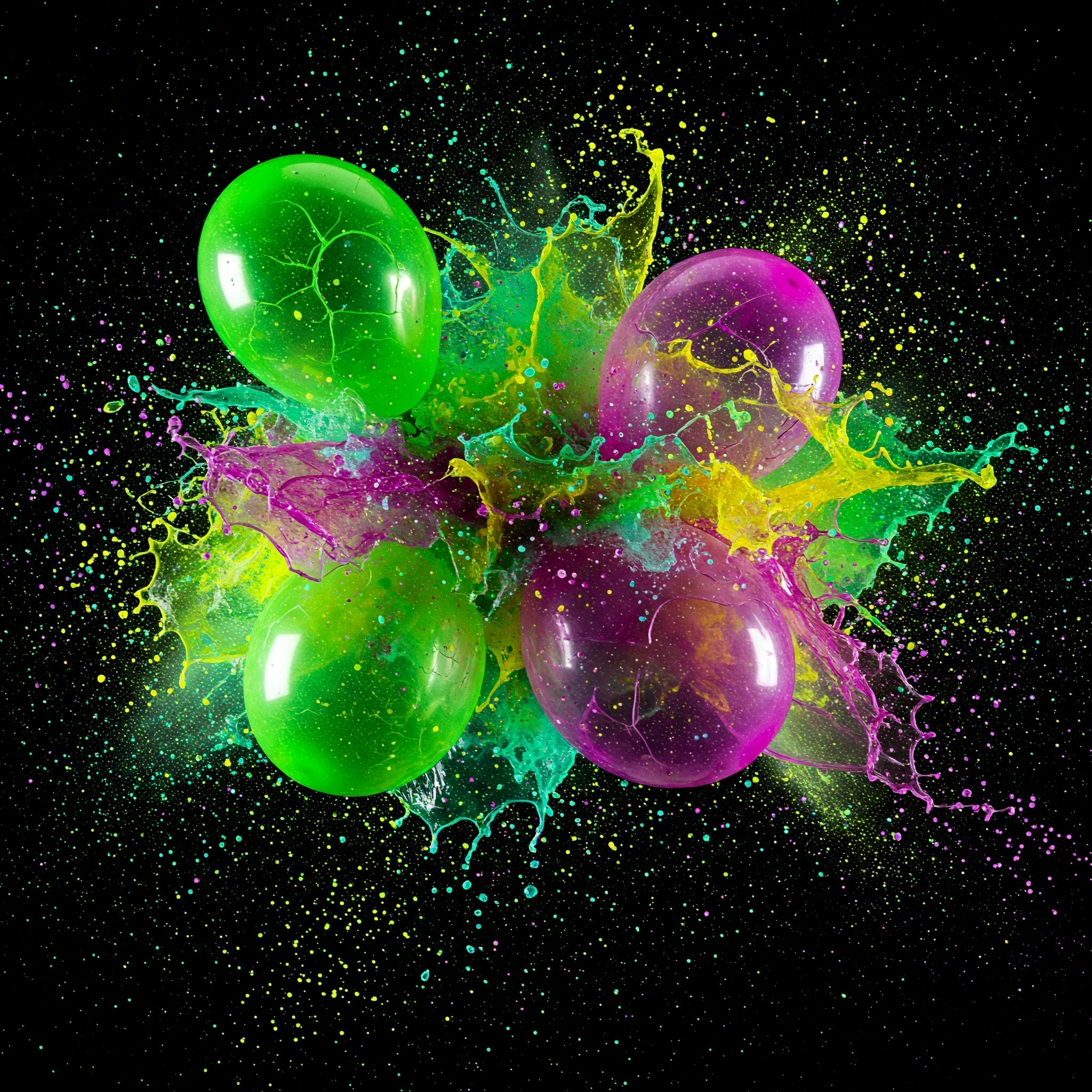 photo of Exploding Balloons with Colorful Paint